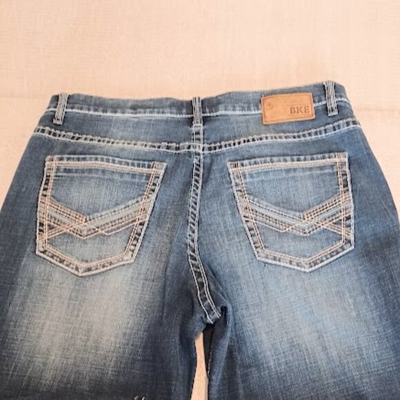 BKE denim Seth Men's straight leg stretch blue jeans, Size 36L - Picture 3 of 8